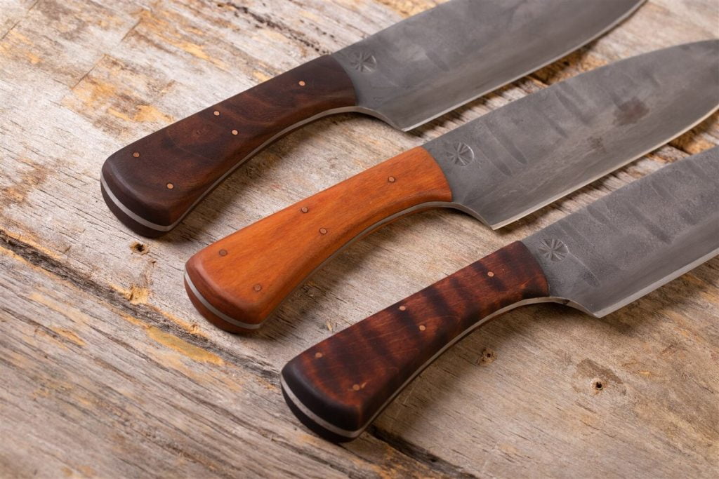 Carbon steel kitchen knives